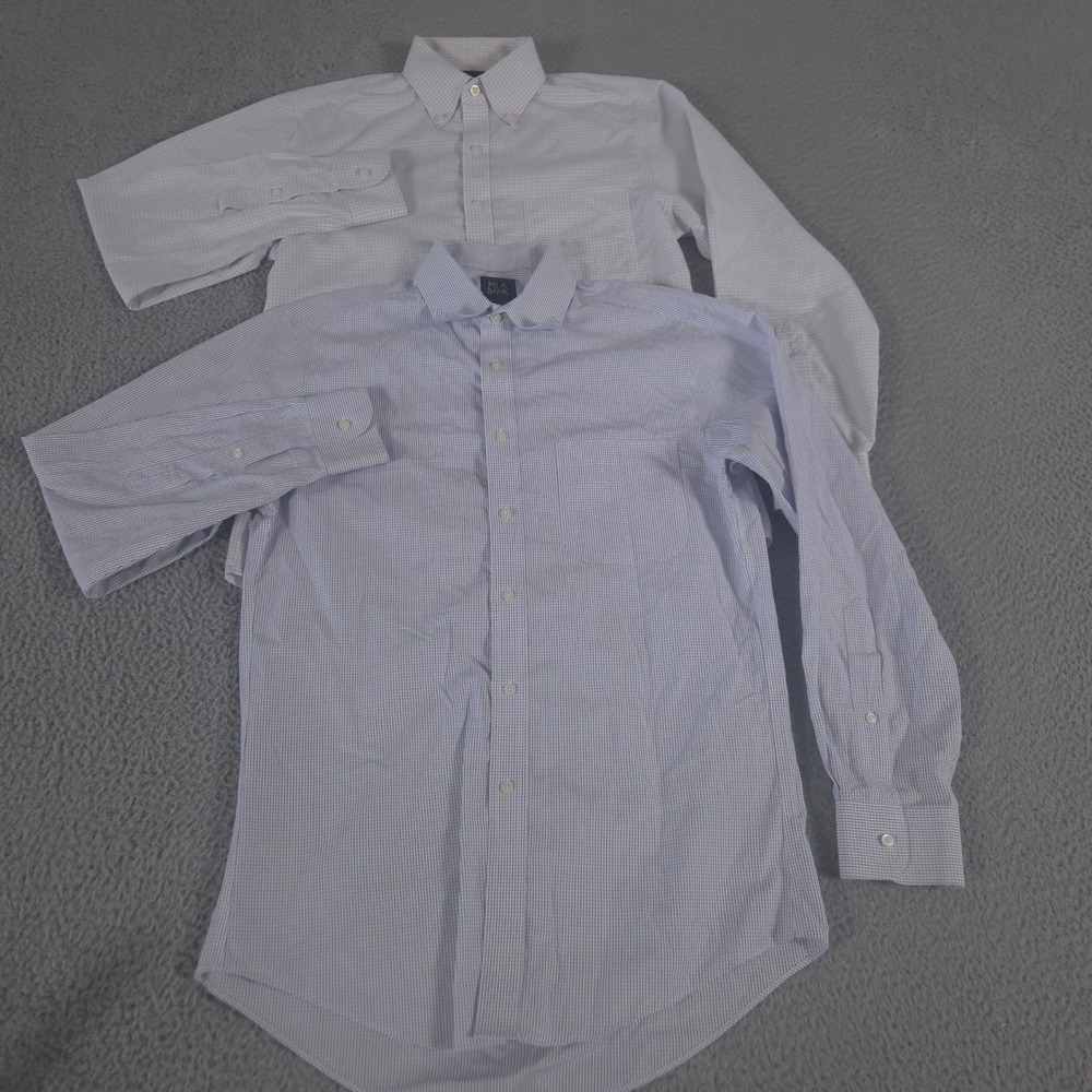 LOT OF 2 Jos. A. Bank Shirt Mens‎ 15-32 Multi Traveler Cotton Check Slim Fit